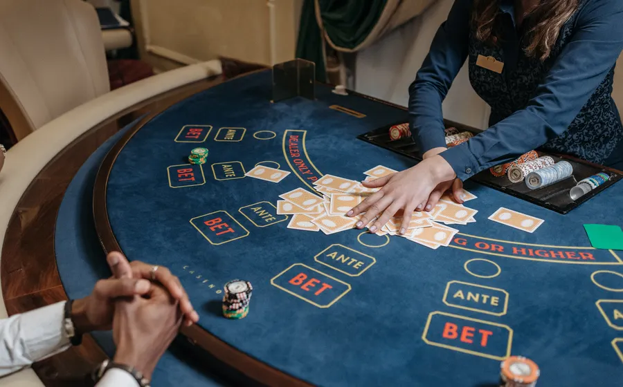 Casino dealer at a bonus table